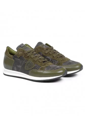 Sneakers Philippe Model khaki with camouflage print for men