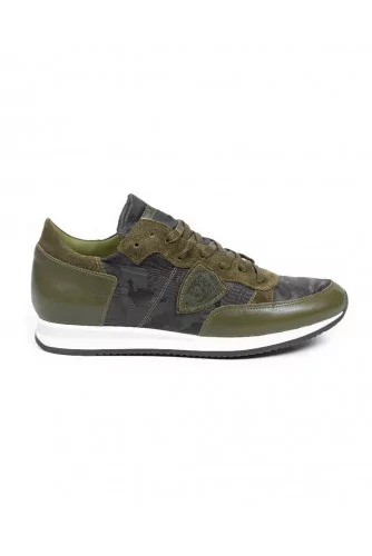 Sneakers Philippe Model khaki with camouflage print for men