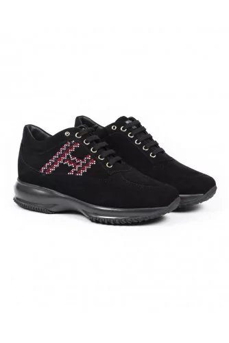 Sneakers Hogan "Interactive" black with red H for women