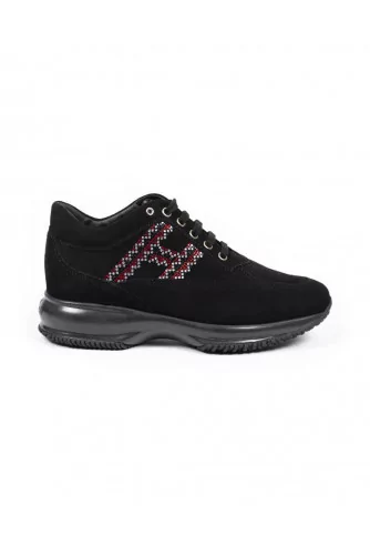 Sneakers Hogan "Interactive" black with red H for women