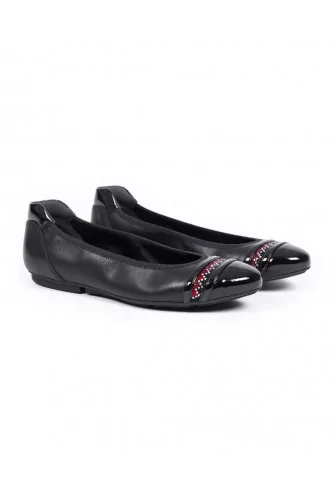 Ballerinas Hogan "Wrap" black/red for women