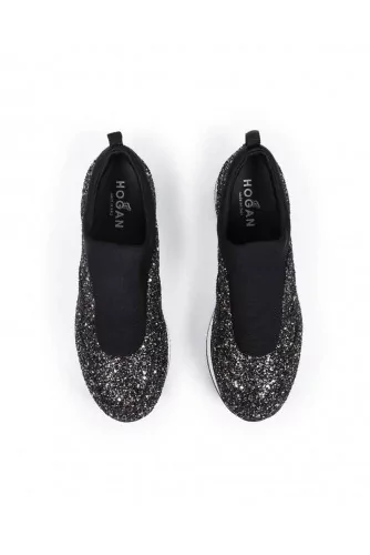 Sans gêne Hogan "Slip on 222" argent et noir pour femme