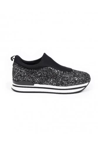 Sans gêne Hogan "Slip on 222" argent et noir pour femme