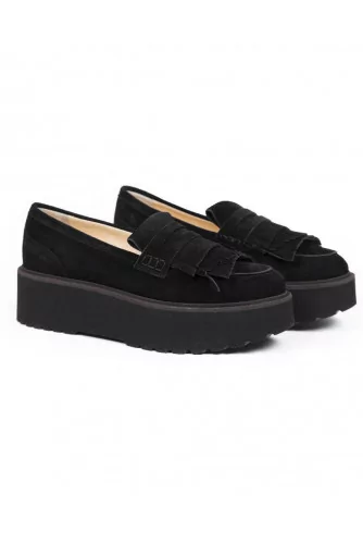 Moccasins Hogan black with thick sole for women
