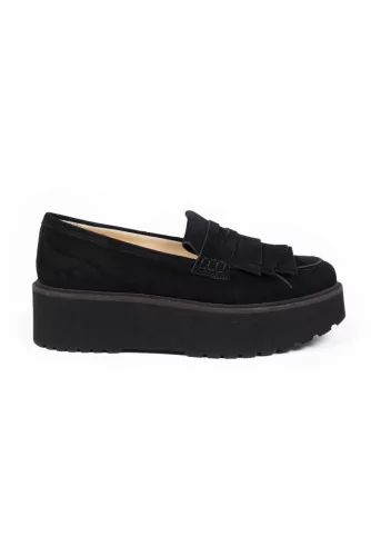 Moccasins Hogan black with thick sole for women