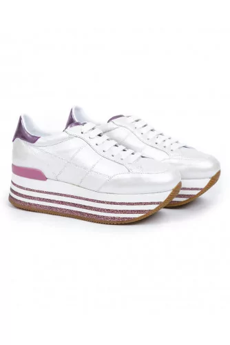 Basket Hogan "Maxi" blanc et rose pour femme