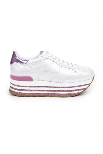 Basket Hogan "Maxi" blanc et rose pour femme