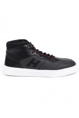 Sneakers Hogan "Cassetta" black with white sole for men
