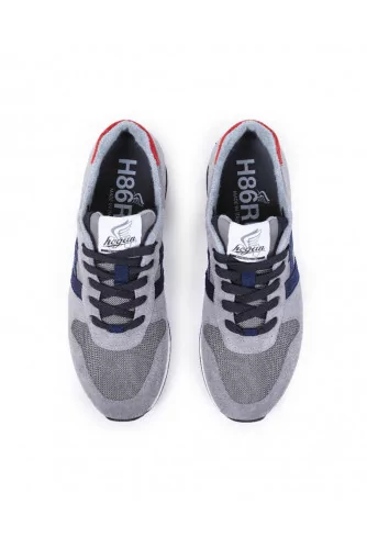 Basket Hogan "H86 RUN" gris, bleu marine et rouge pour homme