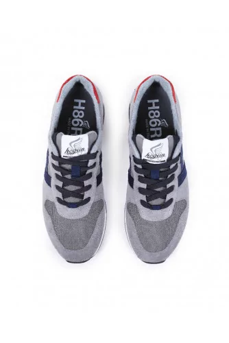 Achat Sneakers Hogan H86 RUN grey with navy blue et red details for men - Jacques-loup