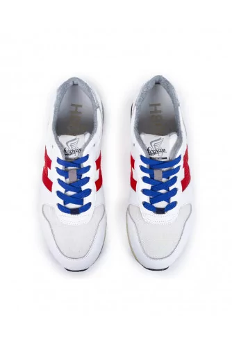 Sneakers Hogan "H86 RUN" white with navy blue and red details for men