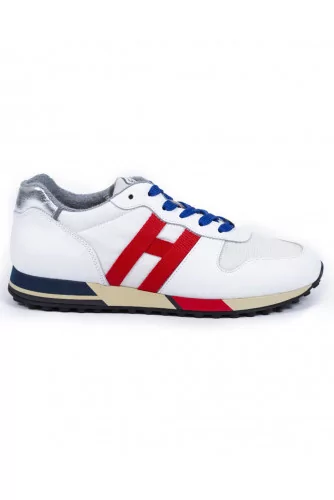 Sneakers Hogan "H86 RUN" white with navy blue and red details for men