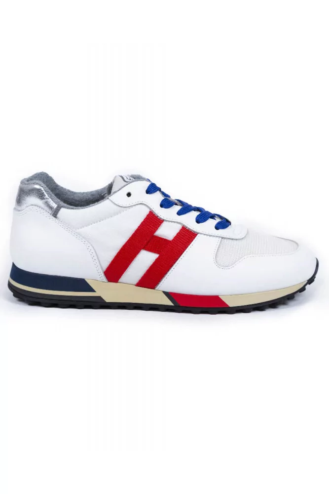 Basket Hogan "H86 RUN" blanc, bleu marine et rouge pour homme