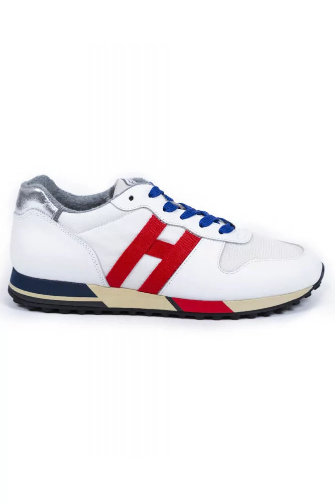 H86 Run of Hogan - Multicolored suede, leather and tissue sneakers,  white/blue/red for men