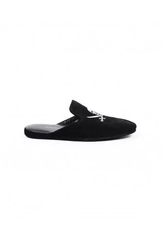Indoor mules Jacques Loup black with silver embroidery for men