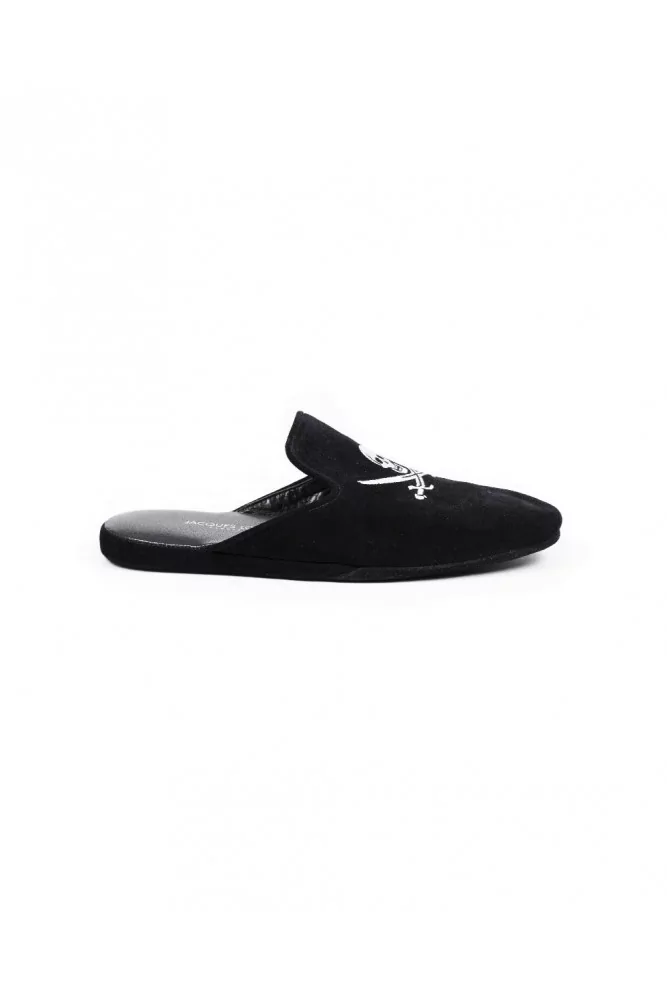Indoor mules Jacques Loup black with silver embroidery for men