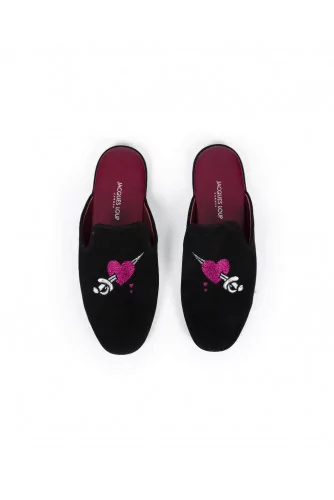 Indoor mules Jacques Loup bordeaux with embroidery for men