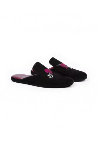 Indoor mules Jacques Loup bordeaux with embroidery for men