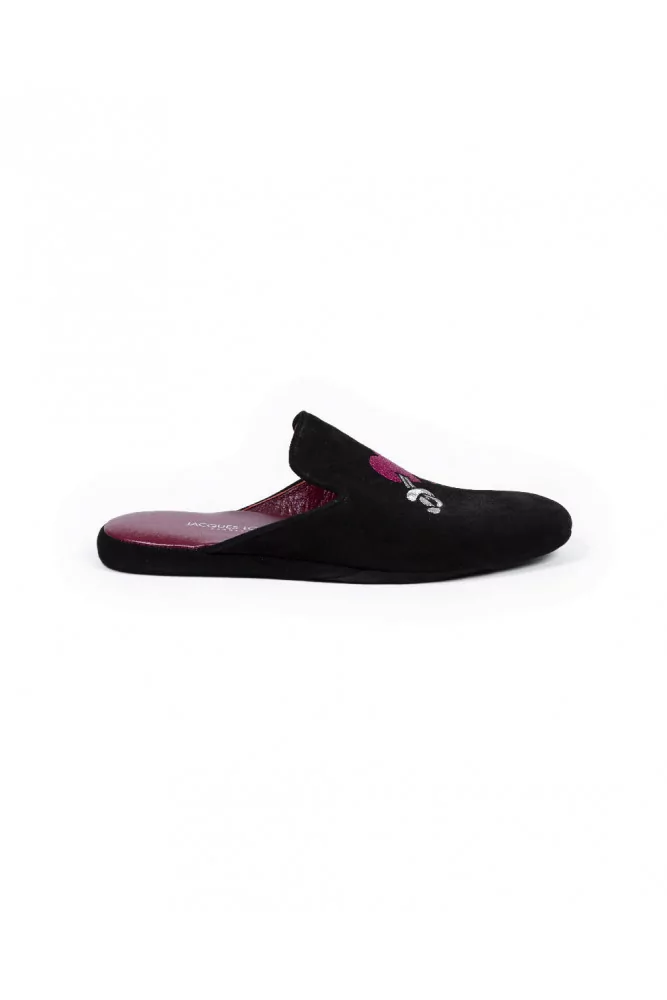 Indoor mules Jacques Loup bordeaux with embroidery for men