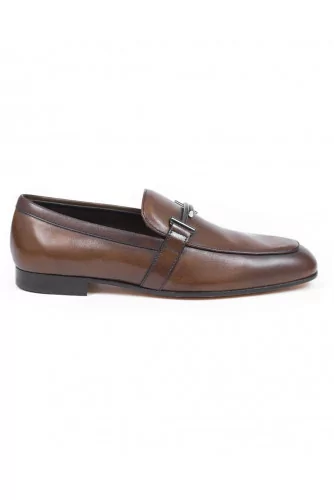 Mocassin Tod's "Double T" marron semelle cuir pour homme