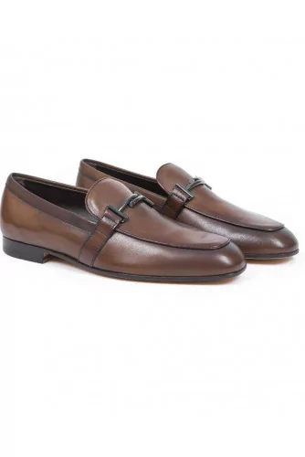 Mocassin Tod's "Double T" marron semelle cuir pour homme