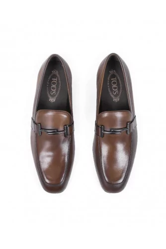 Mocassin Tod's "Double T" marron semelle cuir pour homme