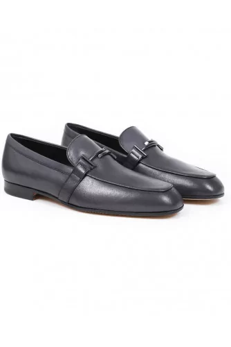 Mocassin Tod's "Double T" gris foncé semelle cuir pour homme