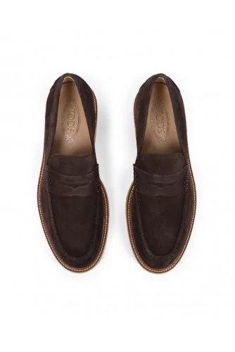 Mocassin Tod's "Para" marron semelle crêpe naturelle pour homme