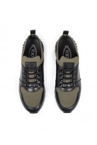 Basket Tod's "Running Scuba" noir-kaki pour homme