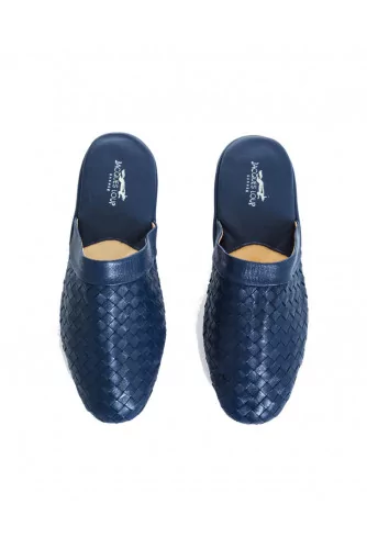 Achat Travel mule Jacques Loup in blue plaited leather for men - Jacques-loup