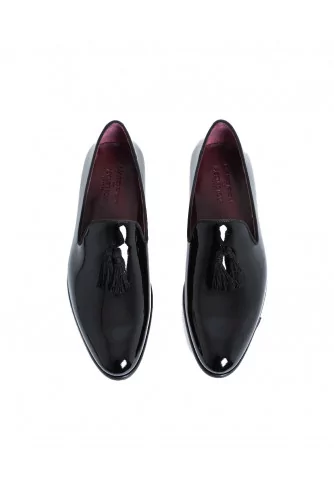 Patent moccasins with tassels Jacques Loup black for men