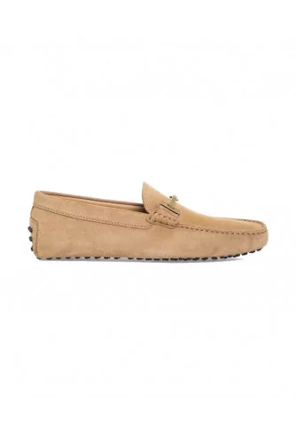 Moccasins Tod's "Doppia T" beige with metallic bit "Double T" for men