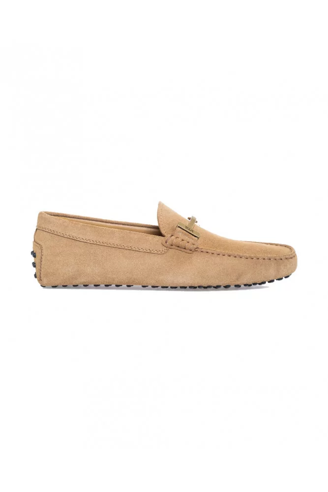 Moccasins Tod's "Doppia T" beige with metallic bit "Double T" for men