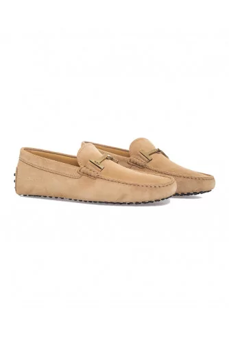 Moccasins Tod's "Doppia T" beige with metallic bit "Double T" for men