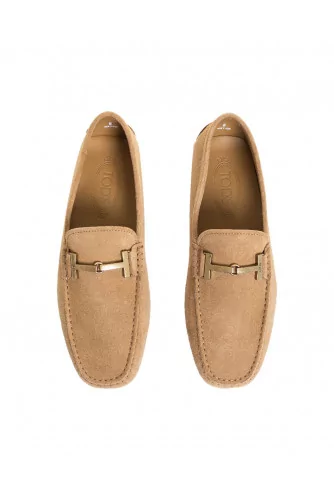 Moccasins Tod's "Doppia T" beige with metallic bit "Double T" for men