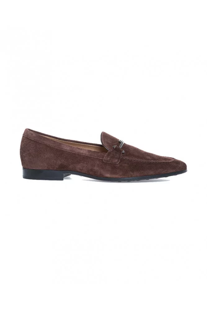 mocassin tod s doppia t daim marron pour homme