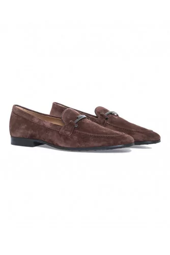 Mocassin Tod's "Doppia T" daim marron pour homme