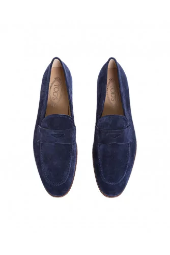 Mocassin Tod's croûte bleu marine avec patte semelle cuir pour homme