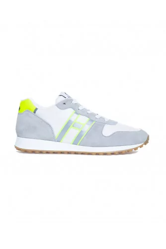 Grey and white sneakers with bright yellow details Hogan for men