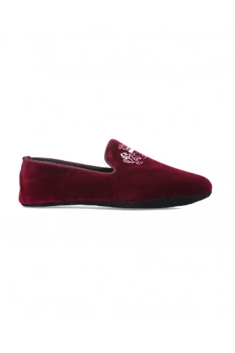 Mocassin Line Loup "Robert-André" velours bordeaux pour homme