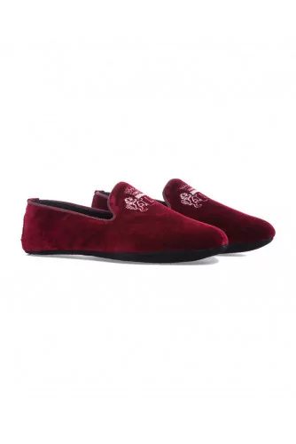 Mocassin Line Loup "Robert-André" velours bordeaux pour homme