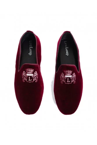 Mocassin Line Loup "Robert-André" velours bordeaux pour homme