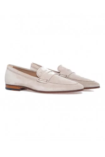 Mocassin Tod's croûte beige avec patte semelle cuir pour homme