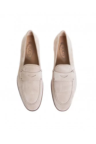 Mocassin Tod's croûte beige avec patte semelle cuir pour homme