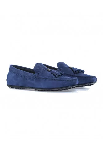 Mocassin Tod's "City" croûte bleu marine avec pompons pour homme