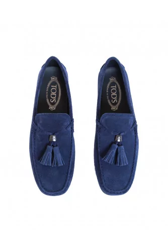 Mocassin Tod's "City" croûte bleu marine avec pompons pour homme