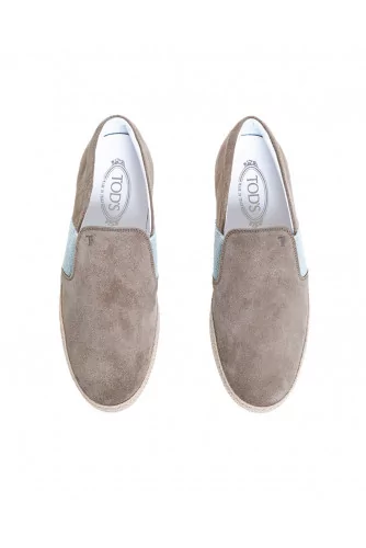 Sans gêne Tod's "Pantofola Cassetta" croûte beige pour homme