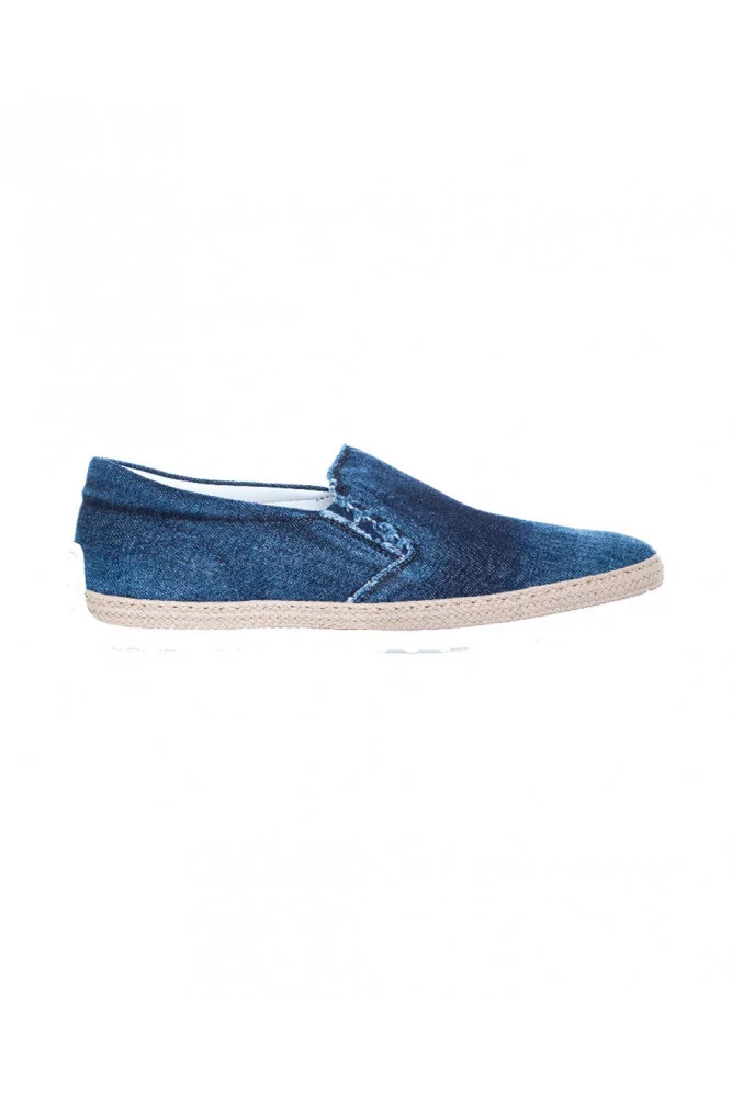 Slip-on shoes Tod's "Pantofola" navy blue in denim for men
