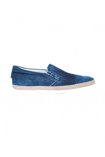 Slip-on shoes Tod's "Pantofola" navy blue in denim for men