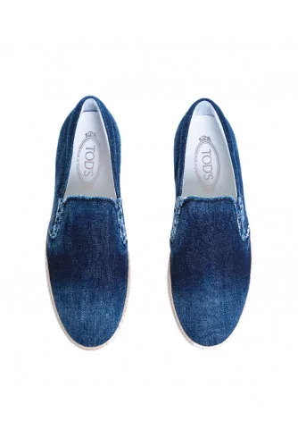 Slip-on shoes Tod's "Pantofola" navy blue in denim for men